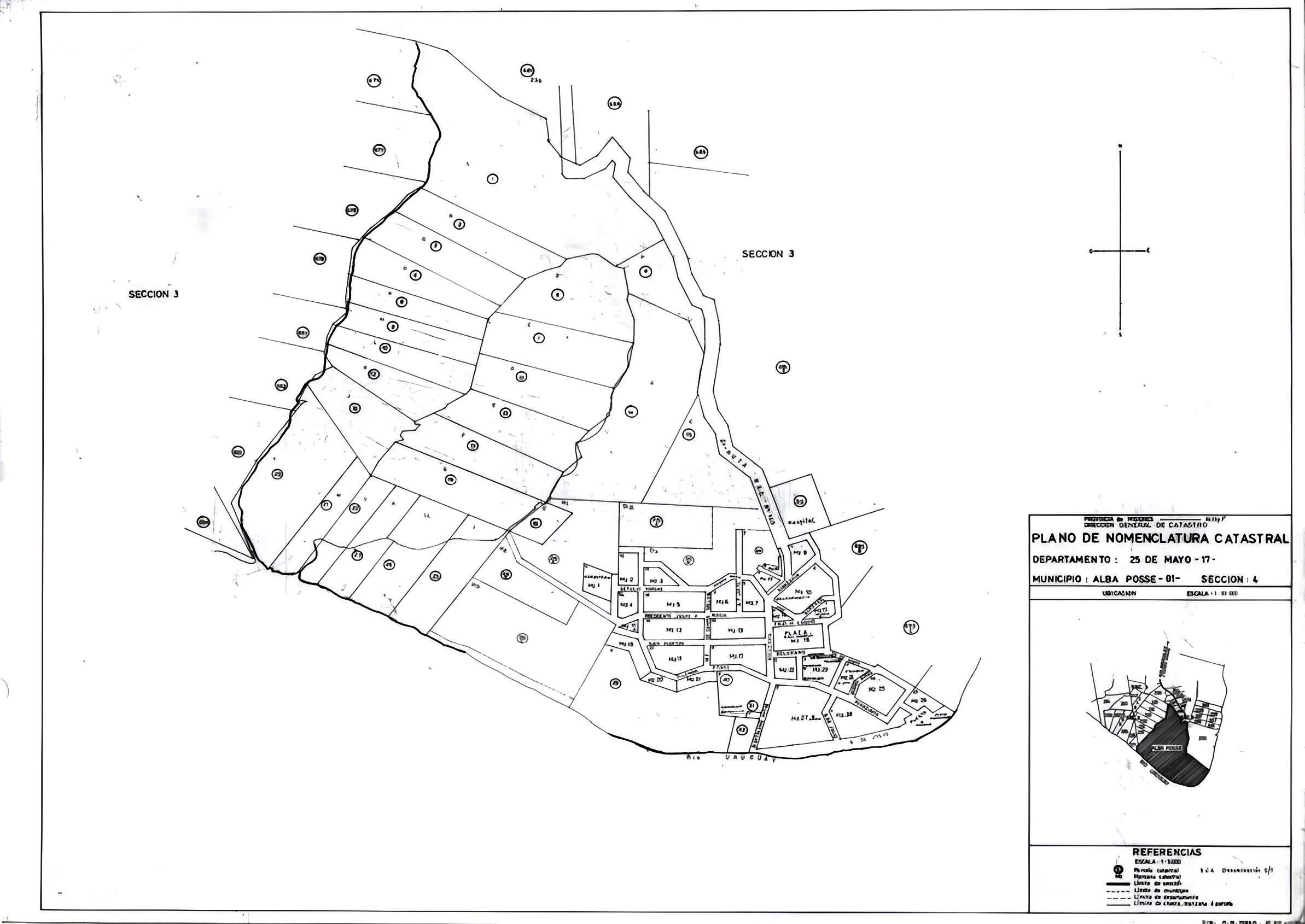 Plano de nomenclatura catastral del pueblo de Alba Posse.