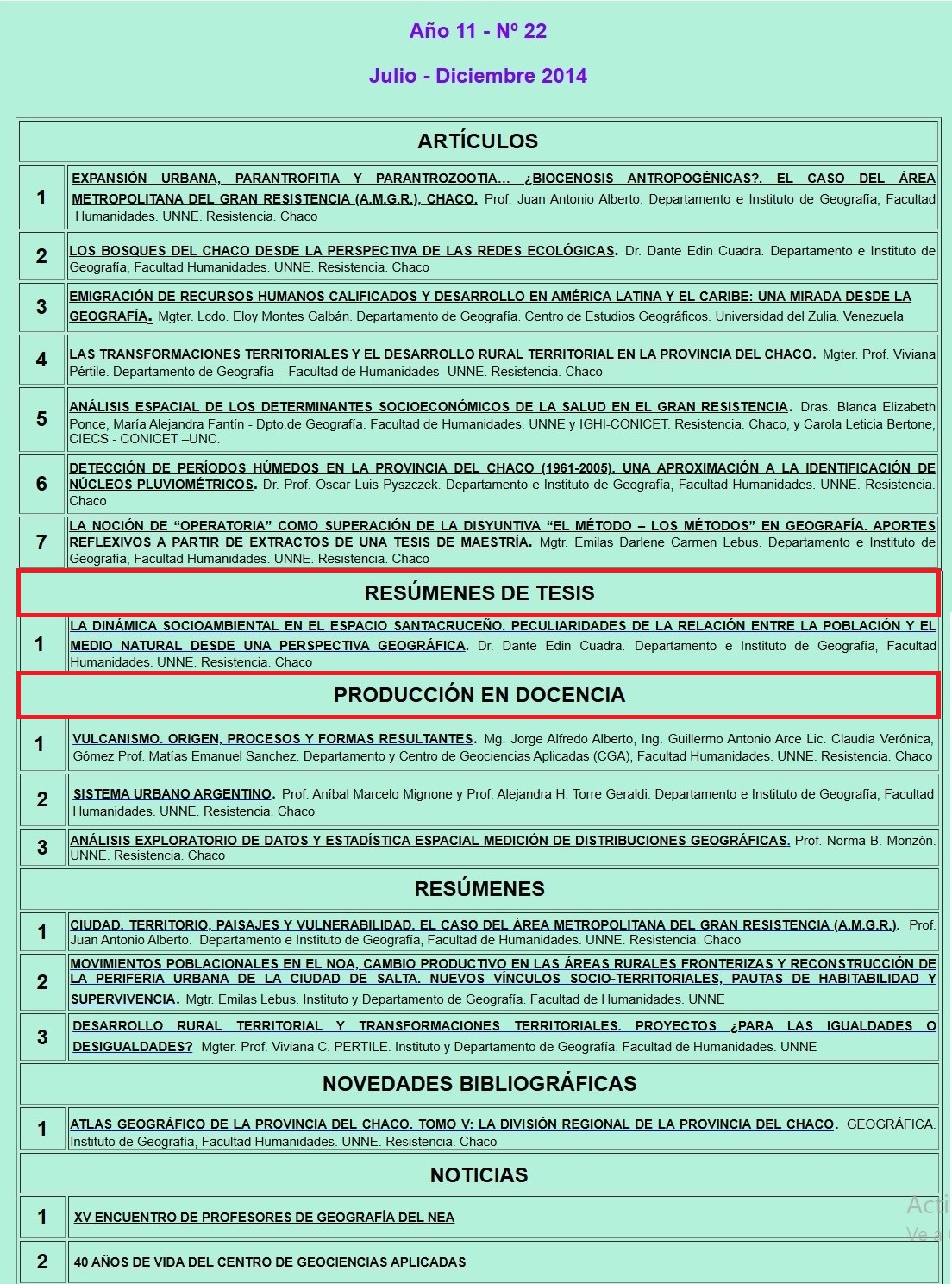 Geográfica Digital en sus inicios: nuevas secciones.