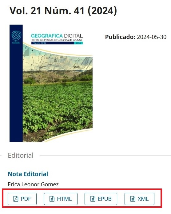Geográfica Digital: formatos de publicación