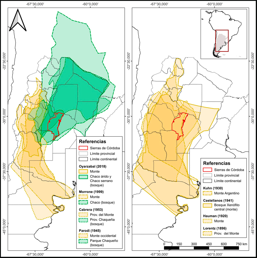 Recopilación de las áreas definidas por las dos corrientes de clasificación fitogeográfica