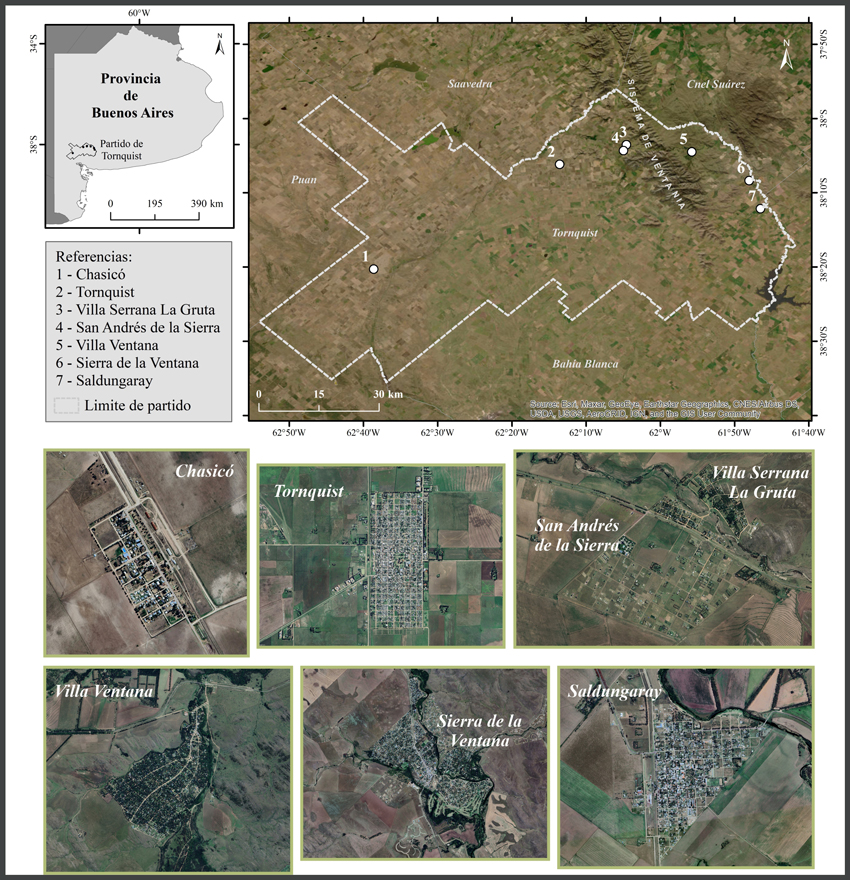Principales localidades del partido de Tornquist