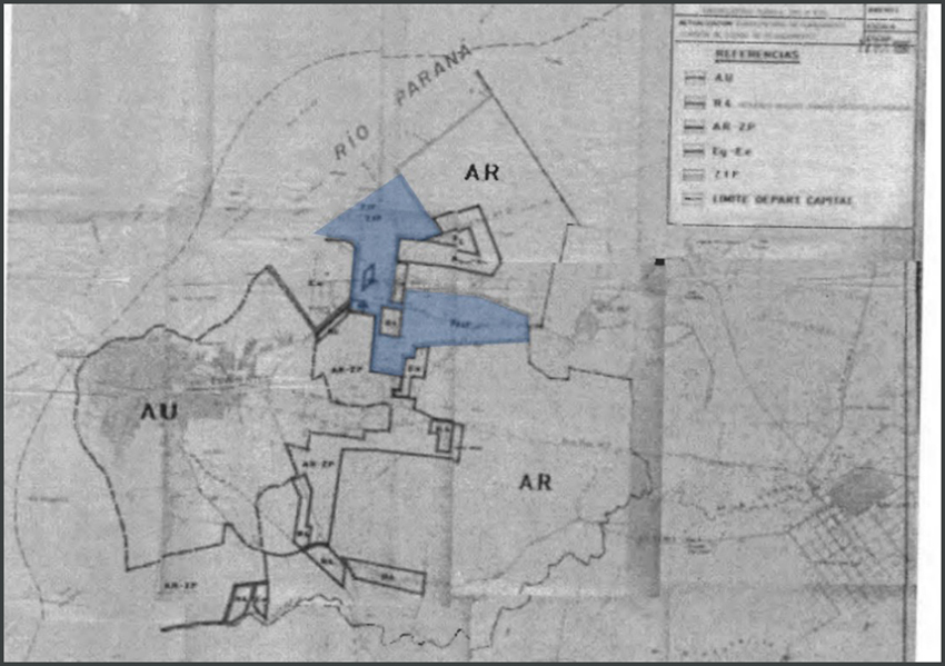 Zonas de Inter&eacute;s Paisaj&iacute;stico (celeste), definidas por CPU 1981